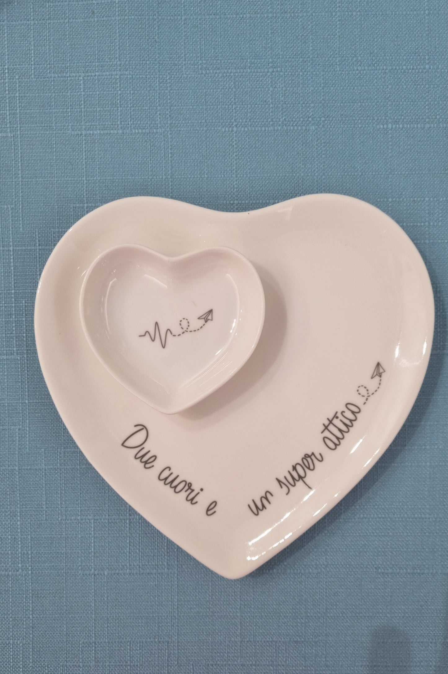 SET 2 PIATTINI CUORE diametro 7,5 cm La Porcellana Bianca