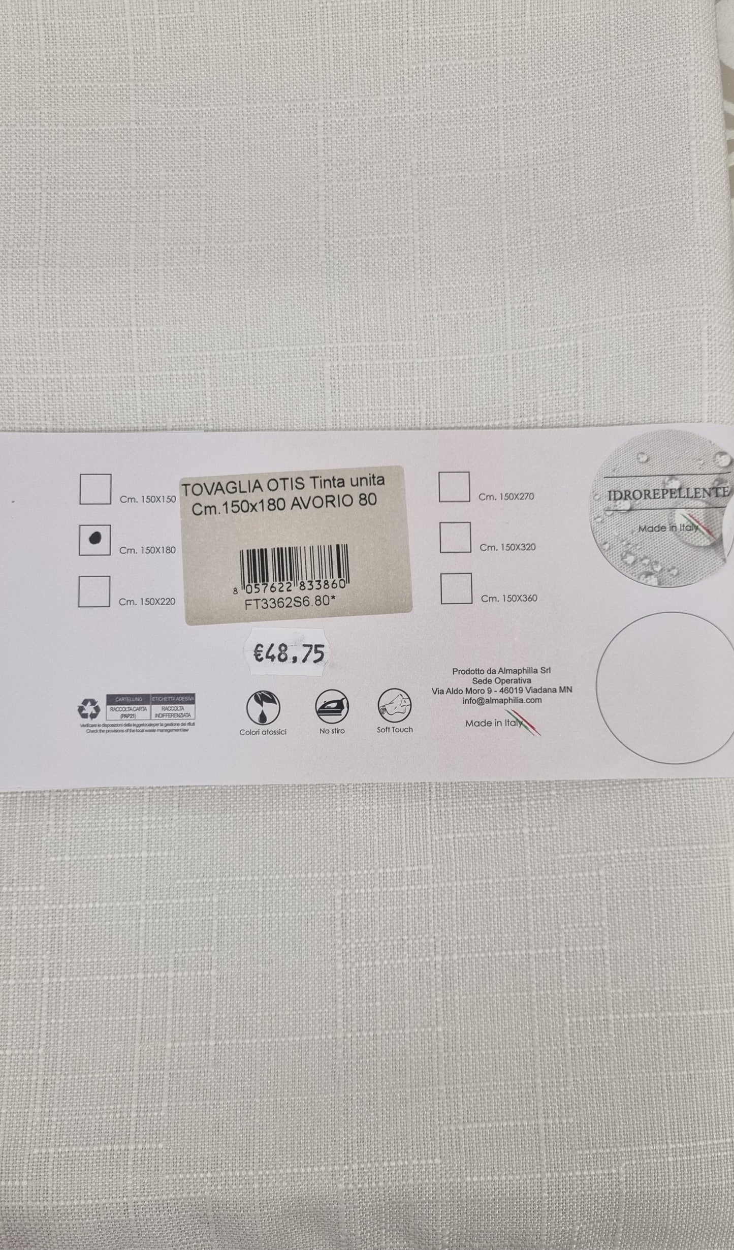 TOVAGLIA OTIS 150X180 (6 POSTI) Casa Anversa